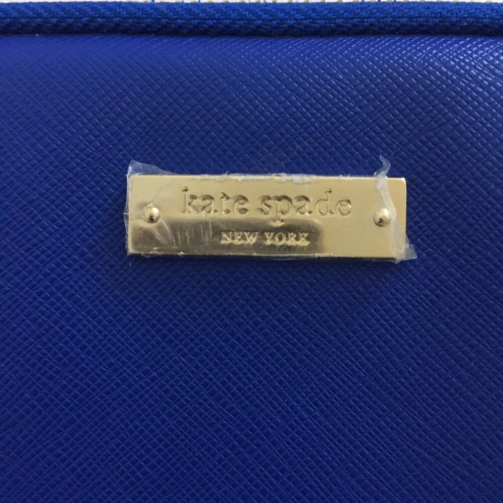 Kate Spade Saffiano Laptop Sleeve Blue Faux Leather Fits Up to 13.5 Laptop